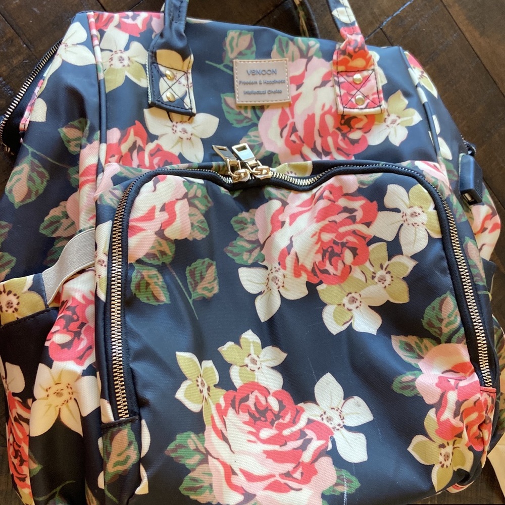 Floral waterproof laptop backpack